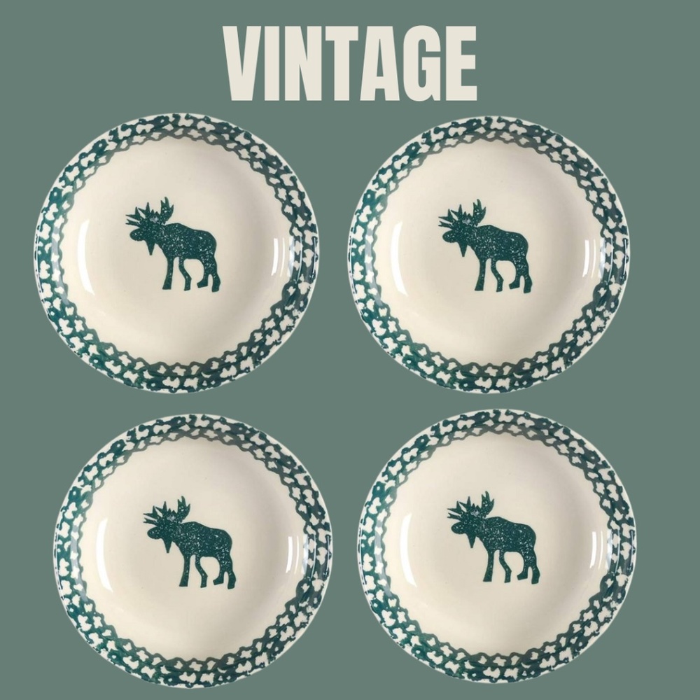 4 Tienshan Moose Country Soup Bowls